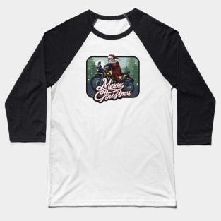 Vintage Biker Santa Claus Illustration Baseball T-Shirt